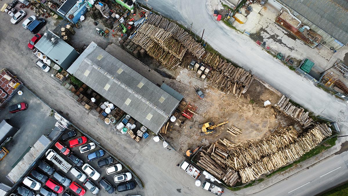 Aerial shot of David Wards Lumberyard 4